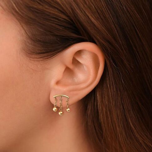 2Pcs 16G Chains Dangle Stainless Steel Lip Rings Cartilage Stud Earrings Dangling Tassel Conch Helix Tragus Studs Earrings Medusa Piercing Jewelry for Women in Saudi Arabia