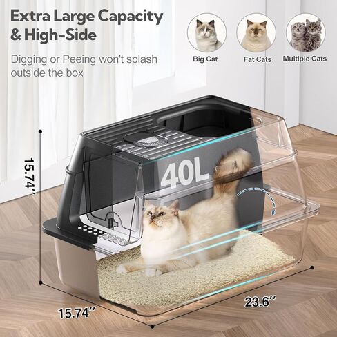 Stainless Steel Litter Box with Lid, XL Extra Large Litter Box for Big Cats, Enclosed High Sided Metal Litter Box, Three-Layer Design, Rejecting-Odor, Anti-Leakage, Included Spoon & Pedal in Saudi Arabia