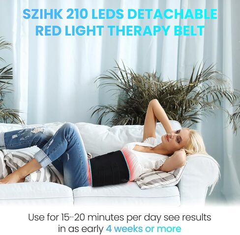 حزام لف كبير للعلاج بالضوء الأحمر مقاس 22 بوصة × 14 بوصة، حصيرة ضوء أحمر 660 نانومتر و850 نانومتر، وسادة قابلة للارتداء بـ 210 مصباح LED مع وضع النبض لتخفيف الألم لعضلات الخصر والظهر، بالقرب من العلاج بالأشعة تحت الحمراء للجسم in Saudi Arabia