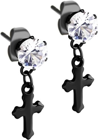 555Jewelry Delicate Small Sparkly Dangling Cross Stud Earrings for Women & Ladies in Kuwait
