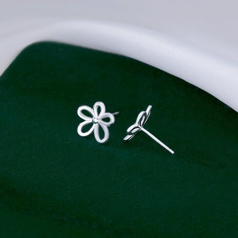Reffeer Solid 925 Sterling Silver Flower Stud Earrings for Women Teens Hollow Flower Stud Earrings Spring in Kuwait