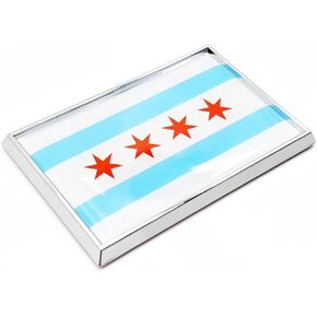 Chicago Flag Sticker Emblem Decal Car Chrome Flags, 2 Pack, 3 x 2 inches