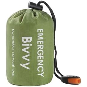 Emergency Sleeping Bag, 2 Pack Portable Thermal Bivy Sack, Waterproof Lightweight Emergency Blanket Survival Gear with Compass and Whistle for Camping Hiking Outdoor Adventure