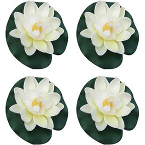 4 Pcs Artificial Floating Foam Lotus Flower with Water Lilys Pad Ornanments,Lifelikes Fake Lotus Flowers for Patio Pond Pool Fish Tank Aquarium Home Garden Special Decoration Outdoor Décor