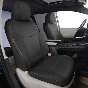 HKZ Sienna Car Seat Covers for Toyota Sienna LE, XLE,XLE Plus, 2021 2022 2023 2024 2025 (Only for 8-Seats Model),3-Row Full Set,Leather Seat Covers-Black+Grey
