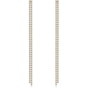 Long Chain Dangling Earrings for Women Rhinestone Line Dangle Drop Tassel Crystal Sparkly Earring for Bridal Wedding Party