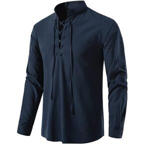 ToLaFio Renaissance Costume Men Long Sleeve Pirate Shirt for Medieval Viking Halloween Cosplay Pirate Renaissance Costume