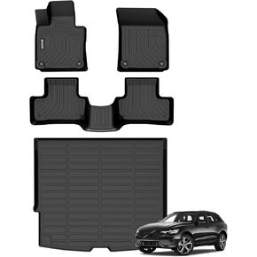 Binmotor-All Weather Car Floor Mats and Cargo Liner Set for 2018-2025 Volvo XC60,2 Rows with Cargo Mat Set for Volvo XC60,TPE Rubber Liners for Volvo XC60 Accessories Mats Trunk Mat-Black