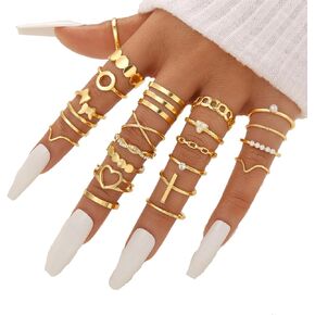 Sither 22 Pcs Gold Knuckle Rings Set For Women Vintage Boho Stackable Rings for Halloween Christmas Gift