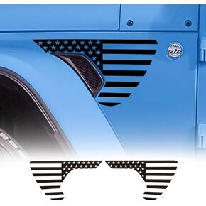 2PCS USA Flag Decald for Vehicles,Side Fender Vent American Flag Vinyl Decal,Precut USA Flag Stickers for Jeep Wrangler JL JLU 2018-2025/Gladiator JT 2020-2025(TZ27-Black)