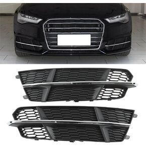 Pair Front Fog Light Grille, Fog Light Front bumper Grille Cover, Front Bumper Fog Light Grille Cover, 4G0807681AN Replacement for A6 C7 2014‑2018
