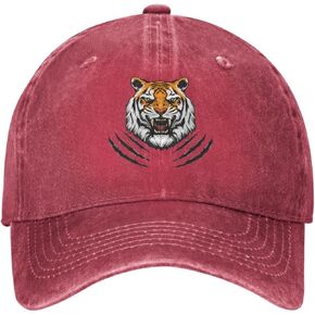 Tiger Head Distressed Adjustable Washed Denim Mens Dad Trucker Hat Baseball Ball Cap for Men
