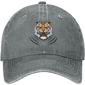 Tiger Head Distressed Adjustable Washed Denim Mens Dad Trucker Hat Baseball Ball Cap for Men in Kuwait