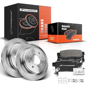 A-Premium 9.4 inch(239 mm) Rear Drilled and Slotted Disc Brake Rotors + Ceramic Pads Kit Compatible with Select Acura and Honda Models - Integra 1990-2001, Civic, Civic del Sol, CRX/Prelude 1990-1991