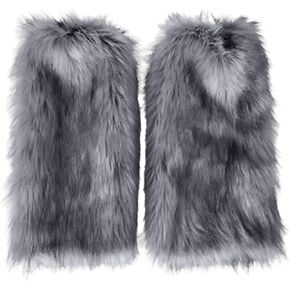 Womens Fur Leg Warmer,Faux Fur Leg Warmers,Fur Leg Warmer Winter Furry Long Boot for Wolf Costume Leg Warmers in Winter Halloween Christmas Parties,Grey