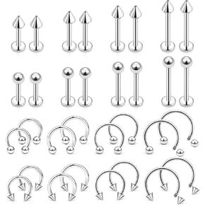 Jenxnjsjo Lip Rings Medusa Monroe Labret Piercing Jewelry 16g Surgical Steel Helix Tragus Cartilage Conch Stud Earrings for Women Men