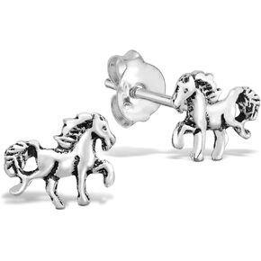 AeraVida Majestic Wild Stallion Horse Sterling Silver Stud Earrings