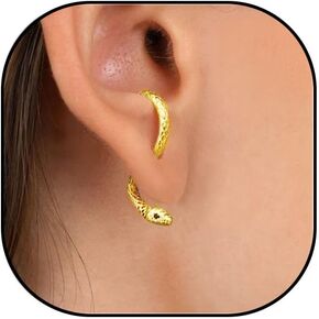 Gold Snake Earrings for Women Men Gothic Punk Snake Earrings Trendy Snake Stud Earring Piercing Snake Earrings Halloween Jewelry Accessories (gold)