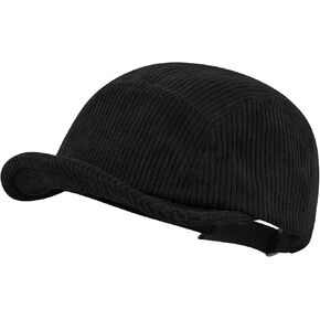 Clakllie Corduroy 5 Panel Hat Short Brim Baseball Cap Urban Street Flat Bill Hats Cooling Trucker Hats Snapback Fitted Cap
