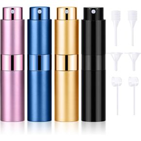 4PCS 8ML Refillable Perfume Atomizer Travel, Portable Mini Pocket Perfume Atomizer Bottle Spray for Women Mens Small Mister Spray Bottle for Travel Accessories