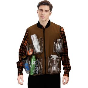 Waterboy Costume Bobby Boucher Cosplay Vest with Multi-Pockets Men's Long Sleeve Plaid Shirt Halloween Dress Up