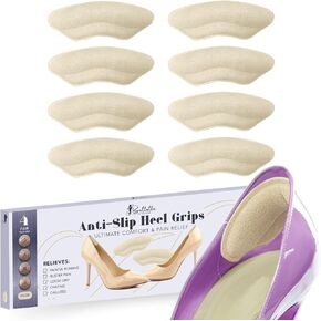 Ballotte Silicone Heel Protector, Heel Grips/Heel Pads for Shoes, Shoe Inserts for Women Heels/Shoe Inserts for Shoes That are Too Big High Heel Cushion Inserts Women (Natural (8 Pack))