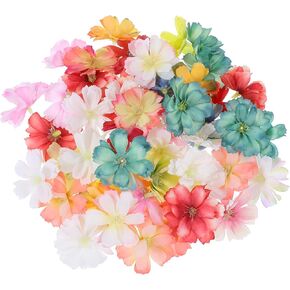 50 PCS Small Fake Flowers Bulk, Artificial Flower Heads for Crafts Mini Rose Blossom Heads Sunflower Silk Daisy Flower Heads for DIY Home Wedding Crafts Decoration, 1.97 Inch (Colorful)