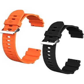 2Packs Silicone Watch Bands 22mm, Compatible with Samsung Galaxy Watch 46mm Bands,orange Strap black Strap & Stainless Steel Buckle, Watch Straps for men(2packs: orange and black Strap)