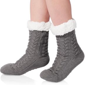 Abodhu Warm Slipper Socks for Women Warm Winter Fuzzy Socks Non Slip Thick Cozy Sherpa Lined Socks Fluffy Socks