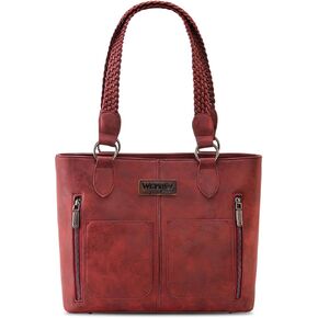 Wrangler Distressed Tote Bag for Women Western Purse Multi Pockets Handbags and Shoulder Bag