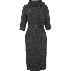 CHIC STAR Womens Boucle Tweed Drape Dress