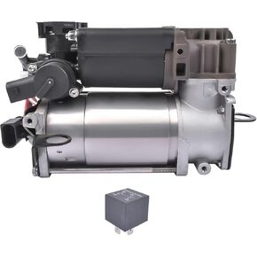 2203200104 Airmatic Air Suspension Compressor Pump w/Relay Replacement for Mercedes-Benz S430 S500 S600 S55 AMG E320 E350 E450 E500 2000-2009 W220 W211 2113200304