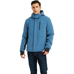 Men's Heated Jacket Windproof Winter Outdoor Soft Shell with Detachable Hood Electric Heated Coat