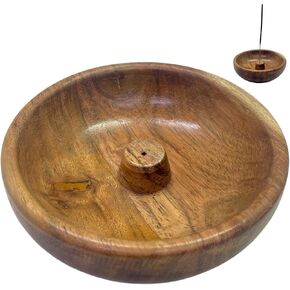 Acacia Wood Incense Holder| Agarbatti Stand| Incense Burner, Incense Ash Catcher, Aromatherapy Ornament Home Décor (5" x 5" x 1.5")