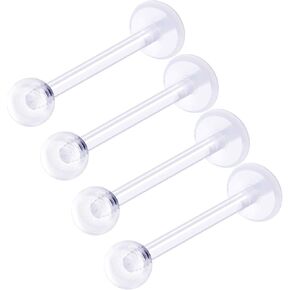 4Pcs Retainer Flexible Clear 16g 1/2 12mm Labret Piercing Jewelry Spider Bite Monroe Snakebites Tragus Cartilage M3236