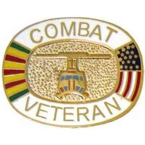 Combat Veteran Vietnam with U.S. Flag and Service Ribbon Lapel Pin