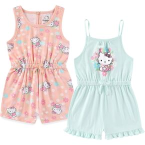 Hello Kitty Sanrio Girls 2 Pack Rompers for Toddlers and Big Kids