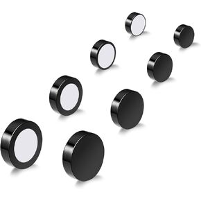 4 Pieces Magnetic Stud Earrings for Men, Non Piercing Hypoallergenic Stainless Steel Earrings for Son Grandson Nephew Brother Cousin, Black Aretes De Iman Para Hombre as Birthday Gifts
