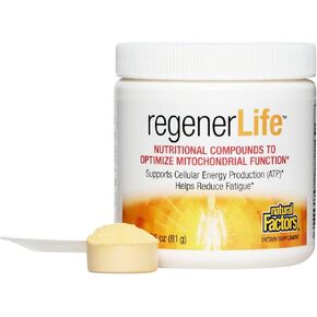Natural Factors RegenerLife Powder, Supports Cellular Energy and Reduces Fatigue, 2.86 oz