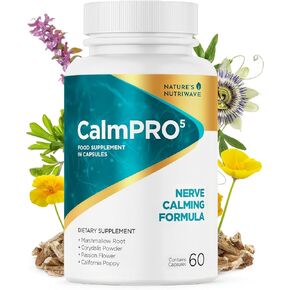 CALMPRO5, Natural Calm Aid Supplement | Calm Supplement Blend with Passion Flower | Original Formula | Vegan Capsules, GMO-Free, 180-Day Supply