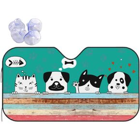 Dachshund Beach Dog Car Windshield Sun Shade Front Window Sunshade for Car SUV Truck Car Accessories Blocks Uv Rays Sun Visor Keep Vehicle Cool