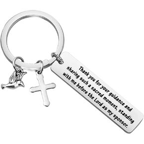 Gzrlyf Confirmation Sponsor Keychain Thank You Confirmation Gifts for Sponsors Godfather Godmother