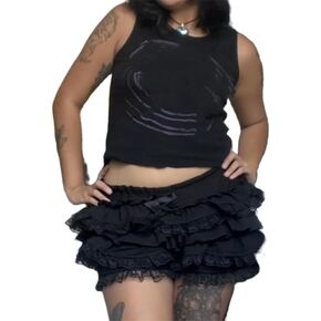 Thopavenoir Y2k Girls Lolita Bloomer Pettipants Women Sexy Lace Layered Ruffle Shorts Micro Boxer Shorts Cute Pumpkin Bottoms