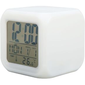 HEEPDD Kids Alarm Clock, 7 Colors Night Glowing Temperature Display Desk Alarm Clocks Alarm Clock Children's Sleep Trainer LED Digital Clock Kids Alarm Clocks