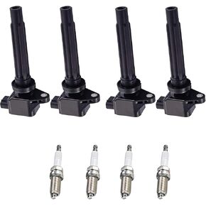 ENA Set of 4 Ignition Coil Packs and Platinum Spark Plugs Compatible with Suzuki SX4 SX 4 SX-4 Hatchback Sedan 07 08 09 Coil Pack 2.0L Coils Replacement for C1728 UF562 3340065J00