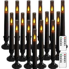 Comezar Flameless Candles Fake Candle Rustic Decor Birch Grain Candles Battery Operated Candles with Timer Plastic Candles (D:3.25" × H:6") Pack 2