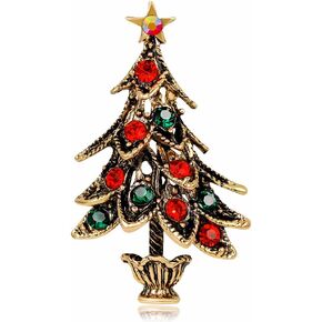 Fashion Christmas Tree Pins Brooches for women, Austrian Crystal Christmas Jewelry