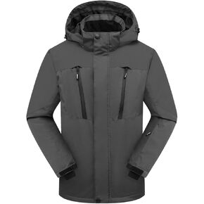 PHIBEE Men's Waterproof Ski Jacket Winter Warm Snow Coat Windproof Hooded Rain Jacket