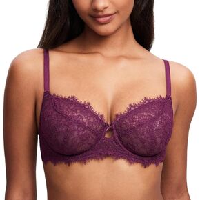 DOBREVA Women's Lace Sexy Bra Unlined Balconette Bras Plus Size See Through Minimizer Underwire Full Coverage