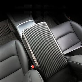 كربون لامع عالي السطوع مناسب لموديل 2017-2023 موديل 3/20-23 موديل Y، غطاء واقي لوحدة التحكم المركزية وغطاء مسند الذراع وملحقات السيارات الداخلية، مقاومة للاهتراء، وسهولة التركيب in Kuwait